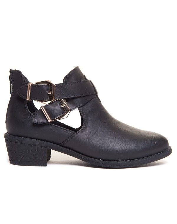 Bottines noire ouverts à boucles dorées Bellucci