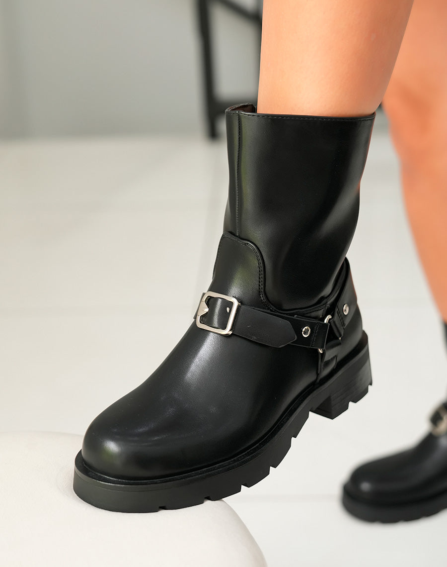 Bottines Noires avec Détails Argentés pour Femme