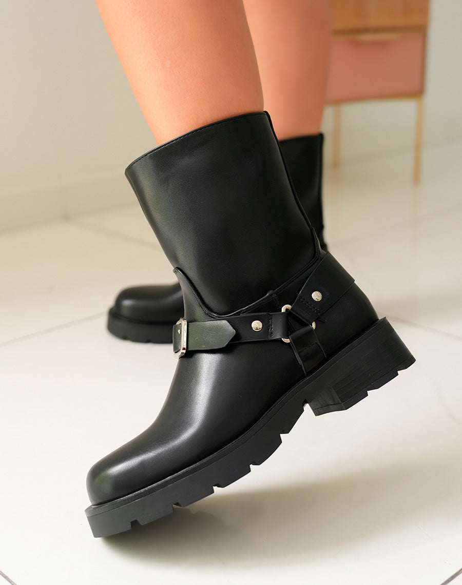 Bottines Noires avec Détails Argentés pour Femme