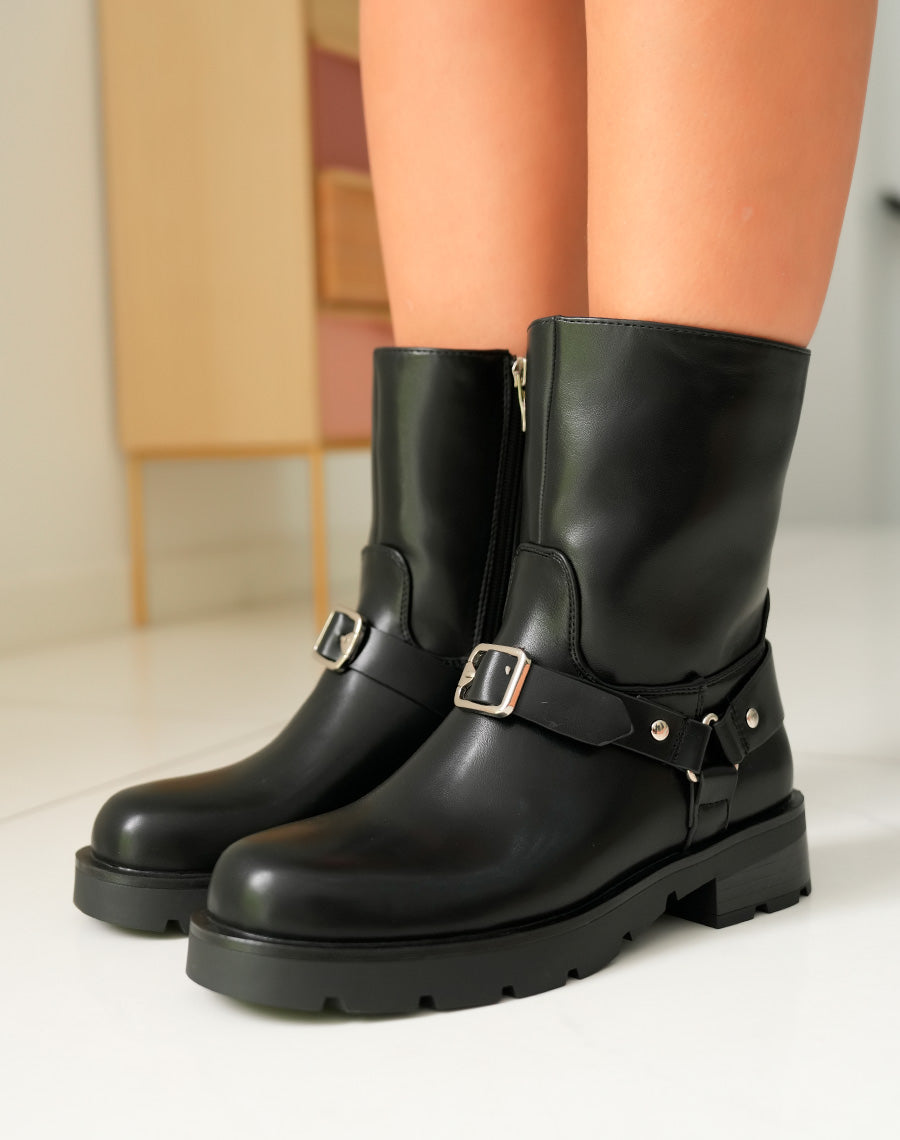 Bottines Noires avec Détails Argentés pour Femme