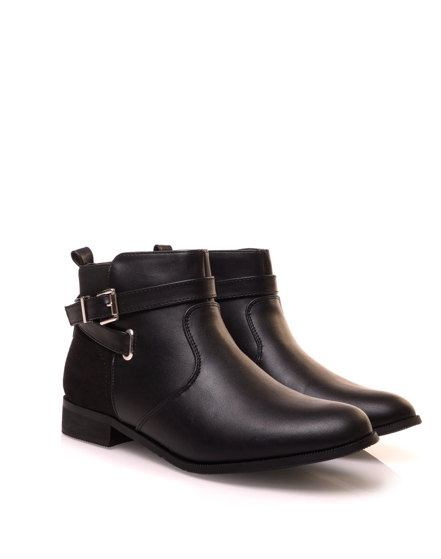 Bottines noires basses bi-matières