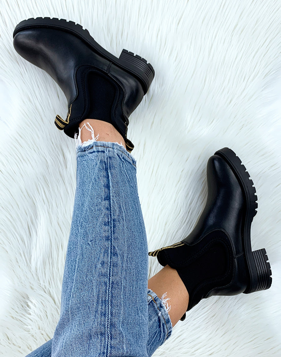 Bottines noires bi-matière néoprène