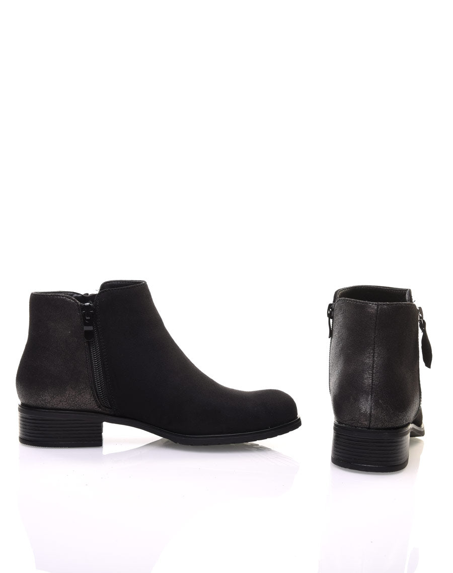 Bottines noires bi-matières