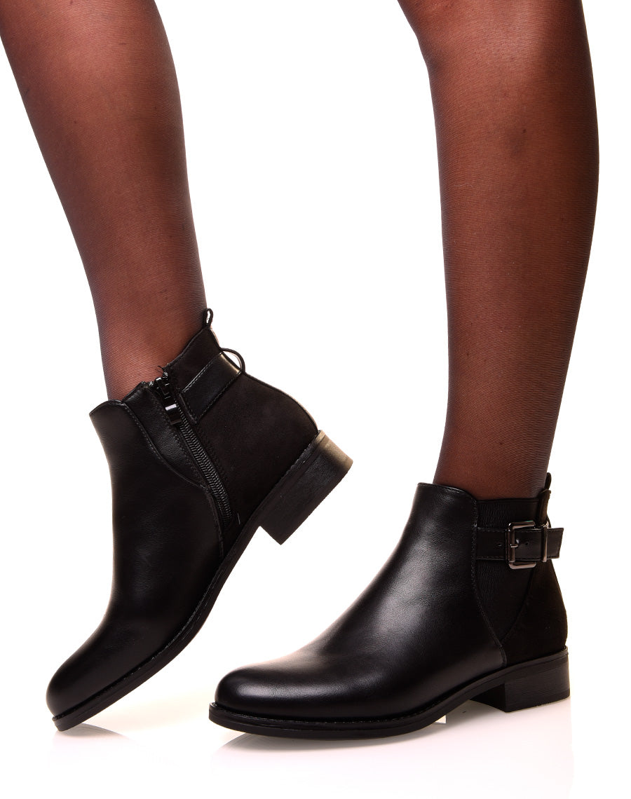Bottines noires bi-matières