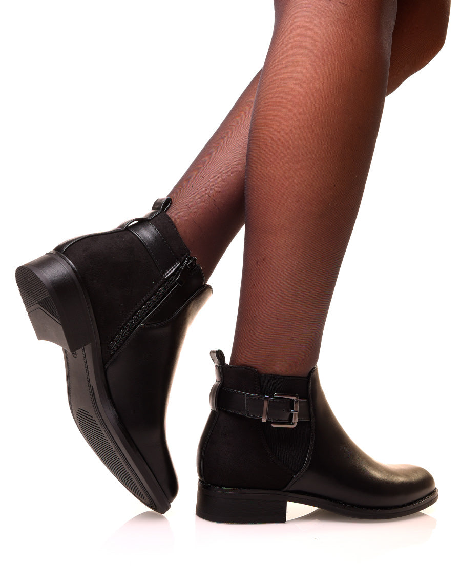 Bottines noires bi-matières