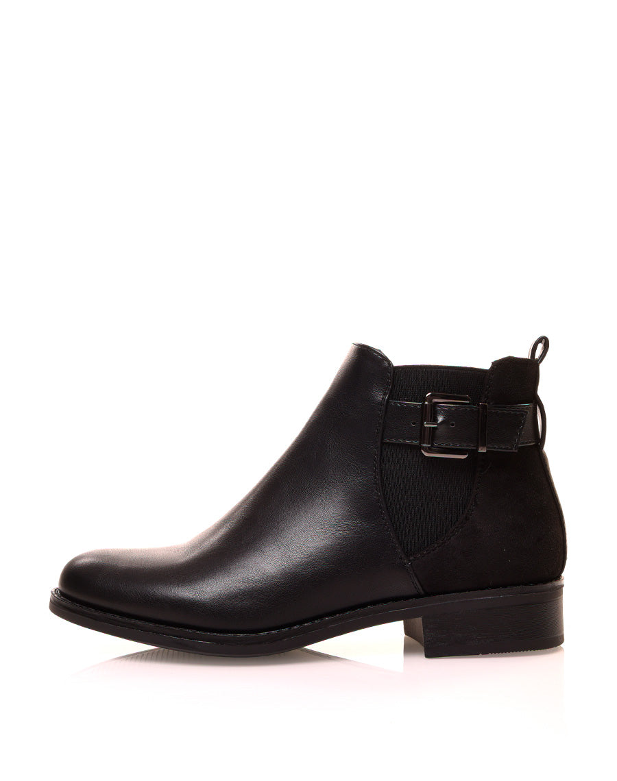 Bottines noires bi-matières