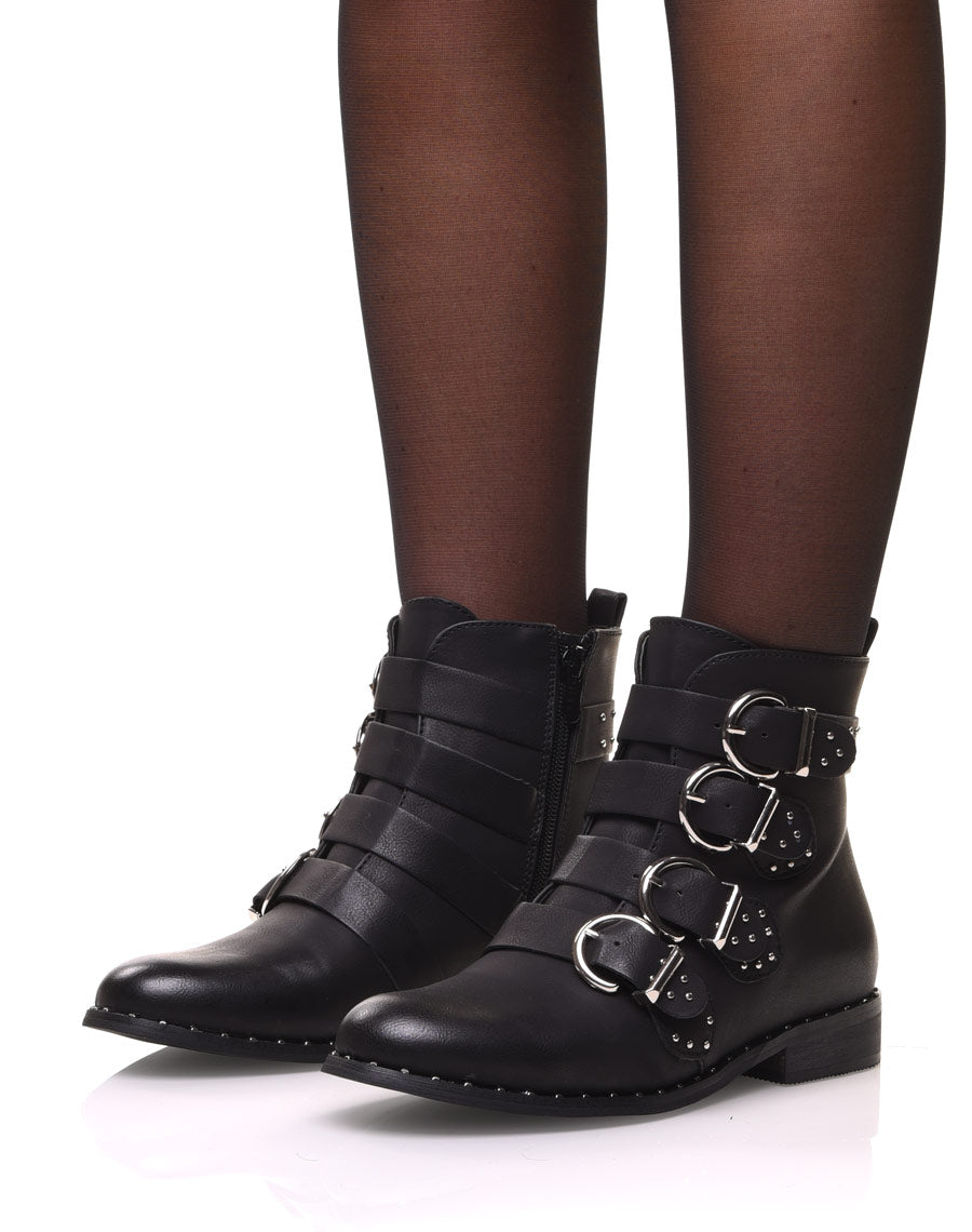 Bottines noires à brides