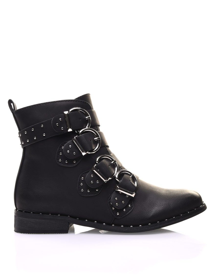Bottines noires à brides