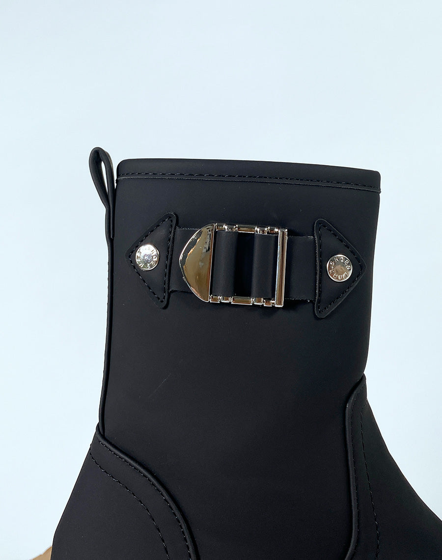 Bottines noires effet mat style botte de pluie