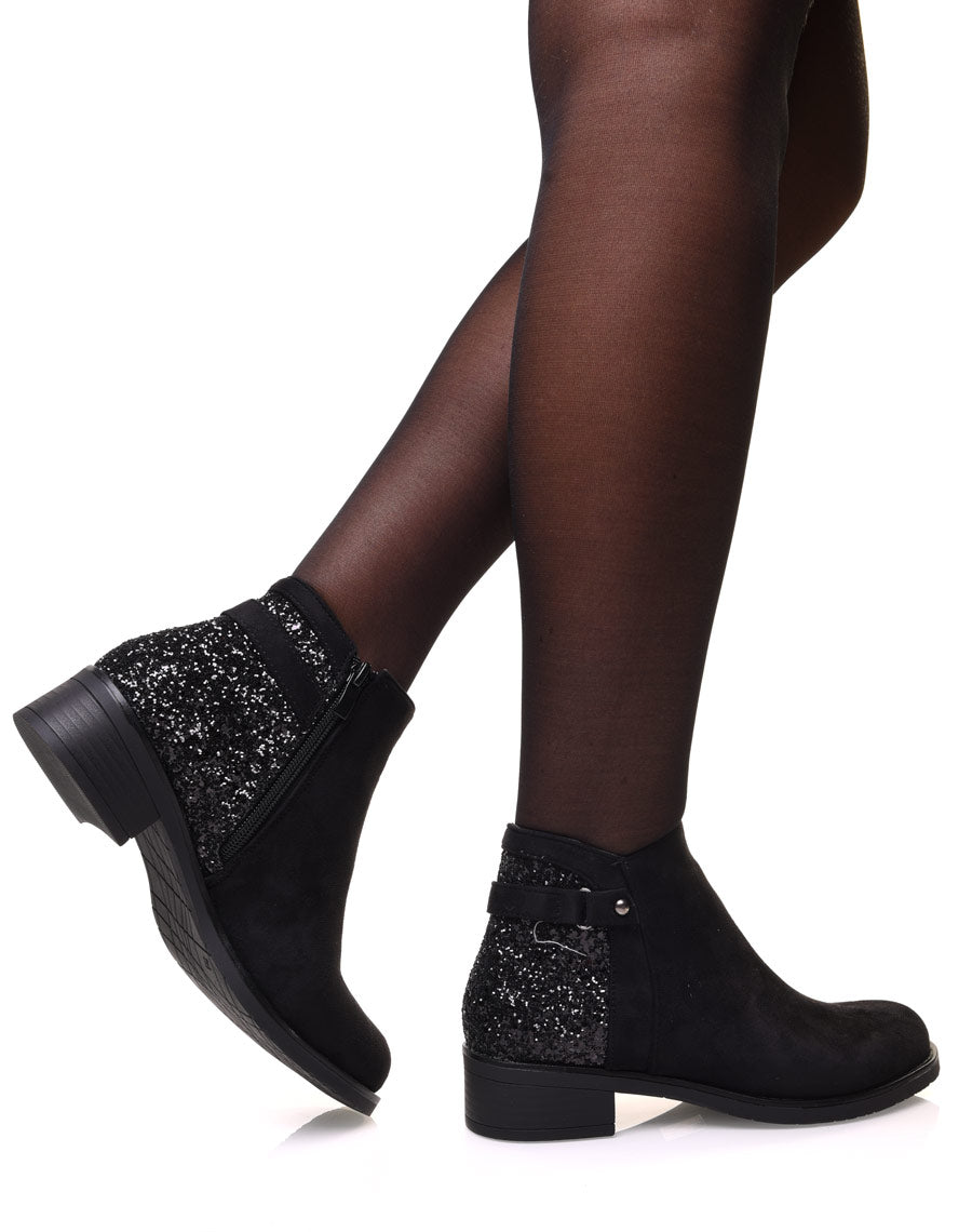 Bottines noires en suédine avec paillettes à l’arrière