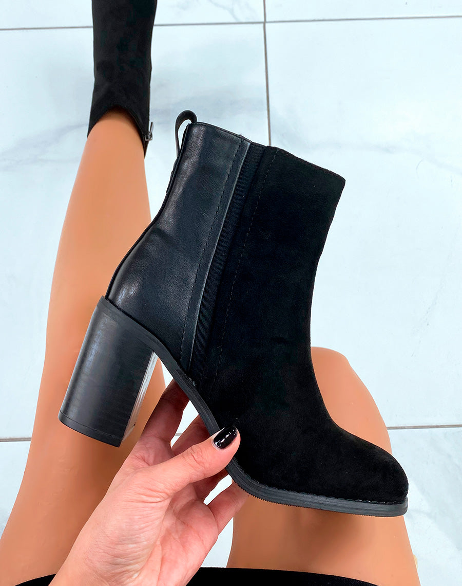 Bottines Noires en Suédine pour Femme - Confort et Style au Quotidien