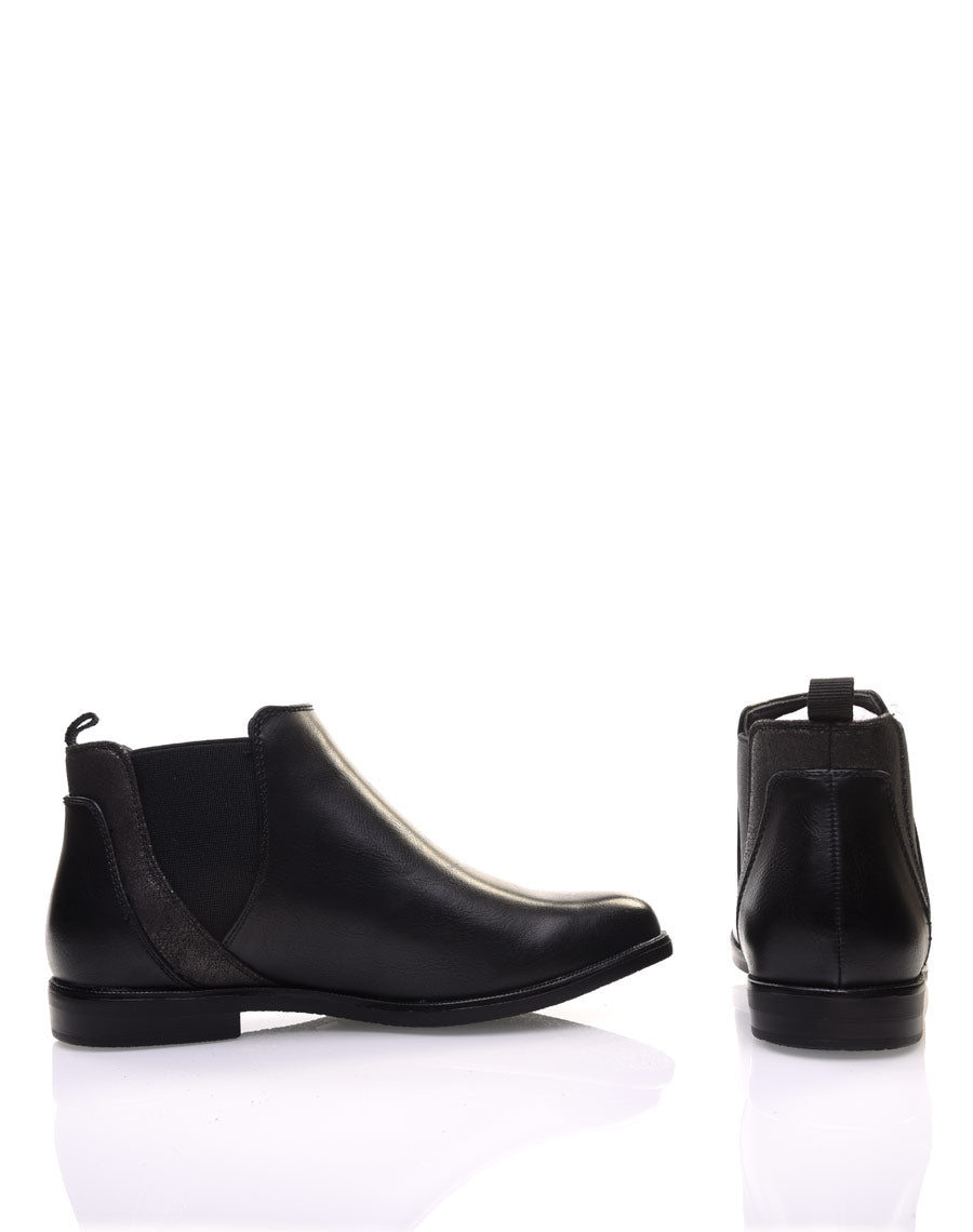 Bottines noires plates métallisées