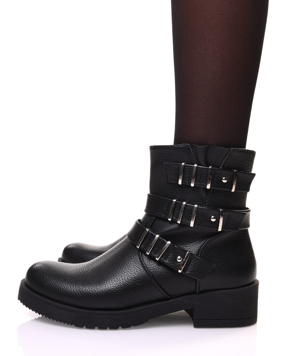 Bottines noires à sangles multiples