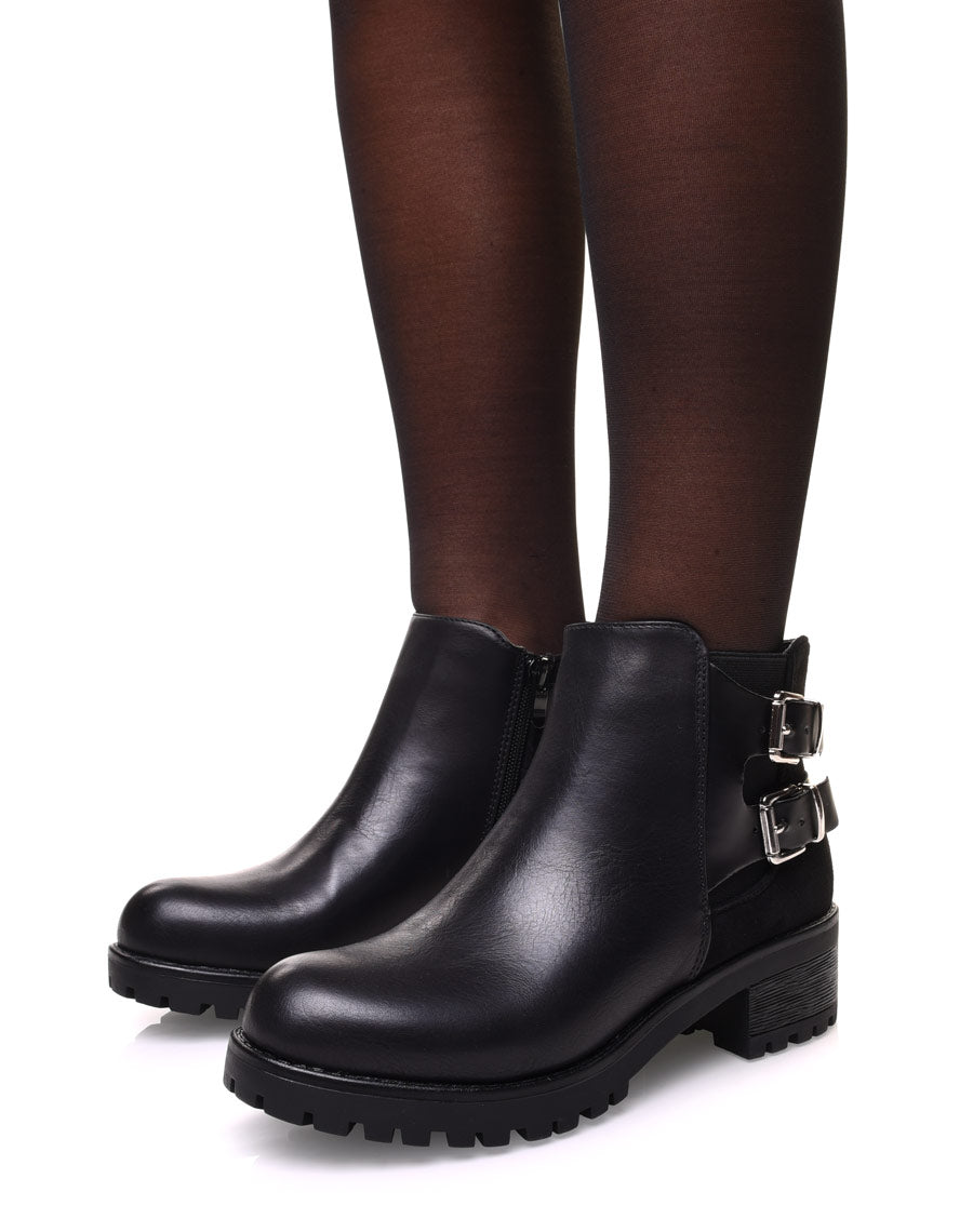 Bottines noires à semelle crantée
