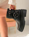 Bottines Femme Elara à Boucle - Style Chunky - Talon 2 Cm - Tige 17 Cm - Faux Cuir - Confortables Et Élégantes Pour Tous Les Jours - 6