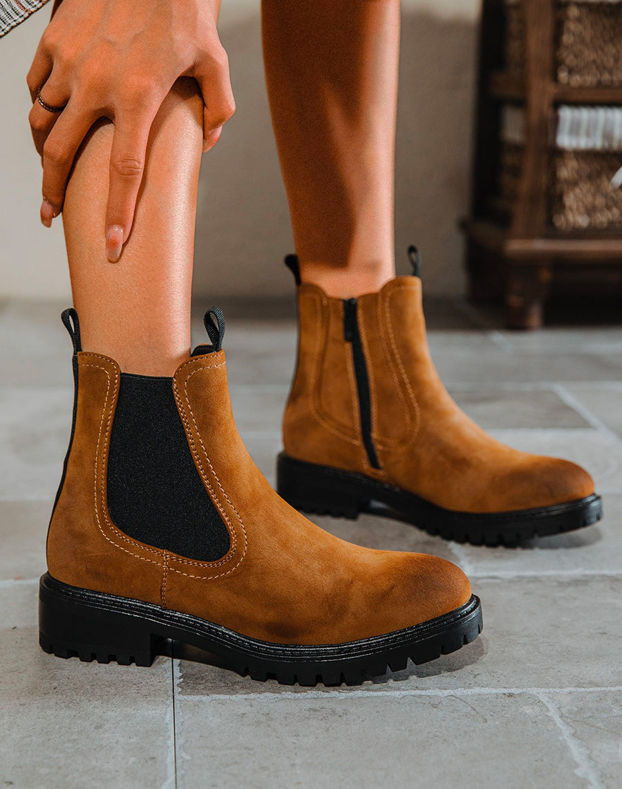 Bottines noires style chelsea de matière texturée