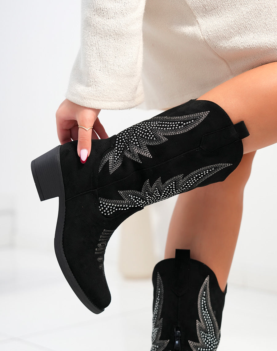 Suede Bottine Femme Jennyfer Black Swedish Women's Santiags