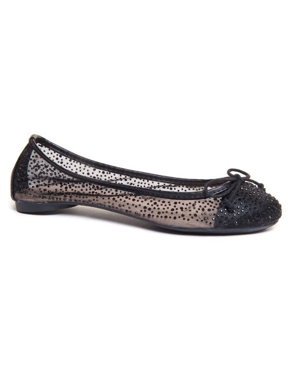 Ballerines transparentes à clous et à strass, Nude