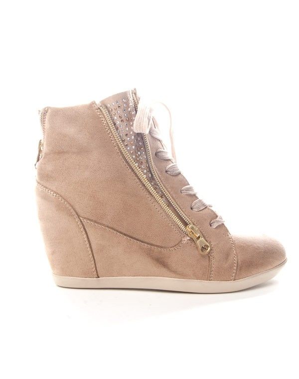 Chaussures femme Findlay: Basket compensée à strass kaki