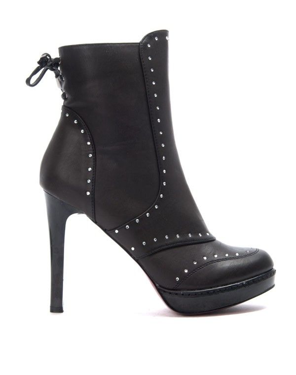 Chaussures femme Like You: Botte à talon et strass noire