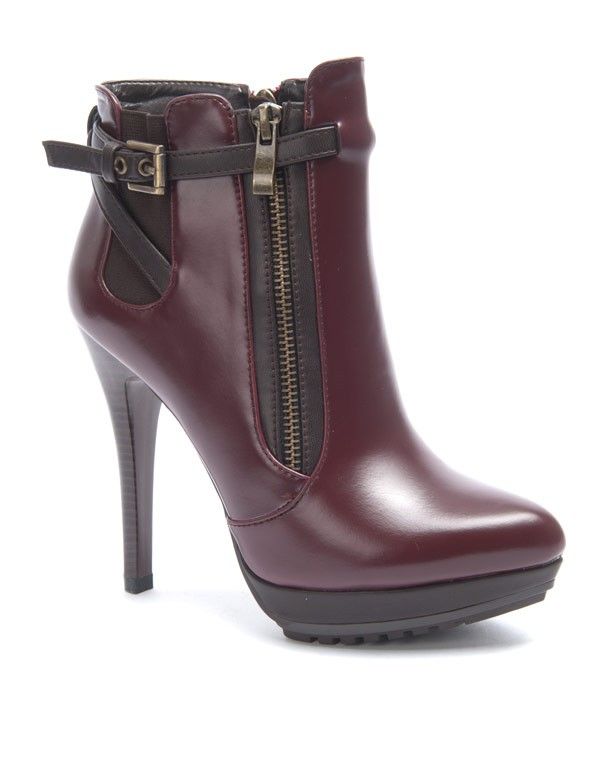 Chaussures femme Sinly: Botte à talon bordeaux