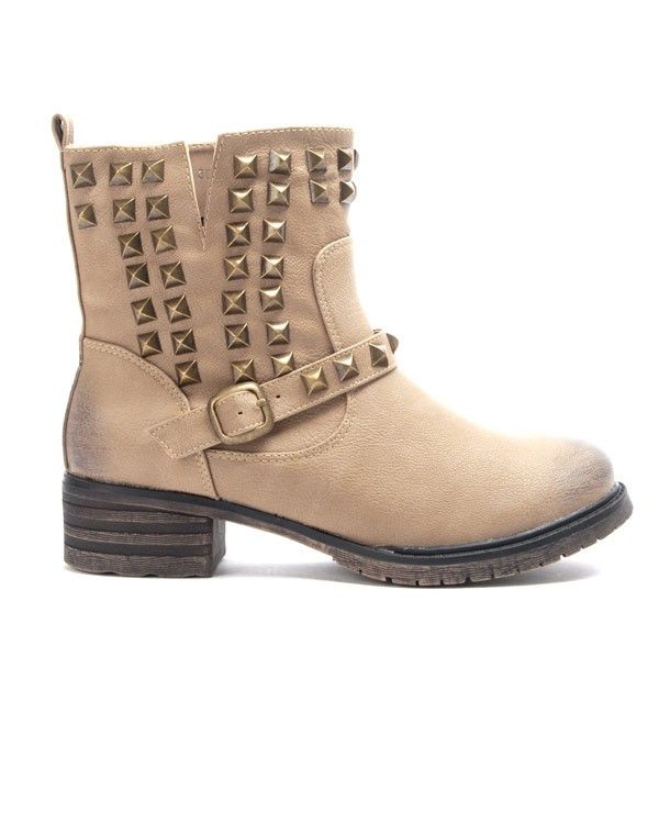Chaussures femme Sinly: Bottine clouté - taupe