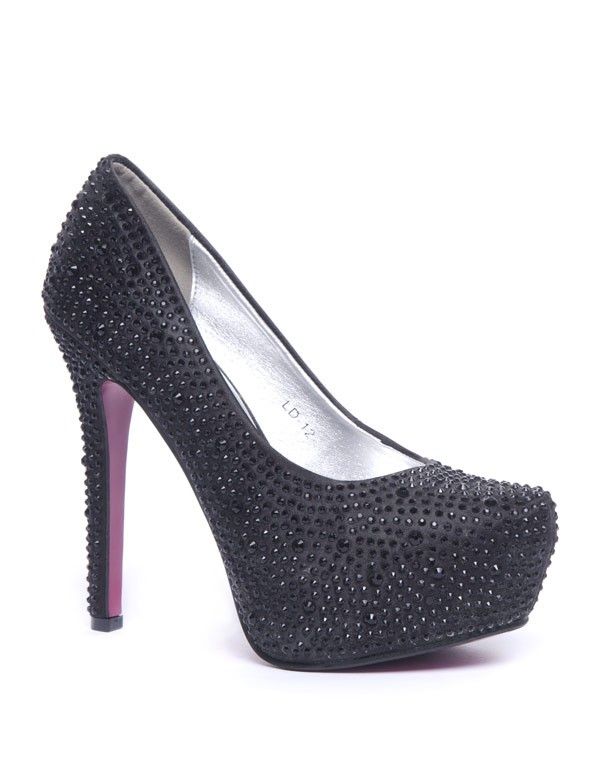 Chaussures femme Style Shoes: Escarpins à strass noirs 