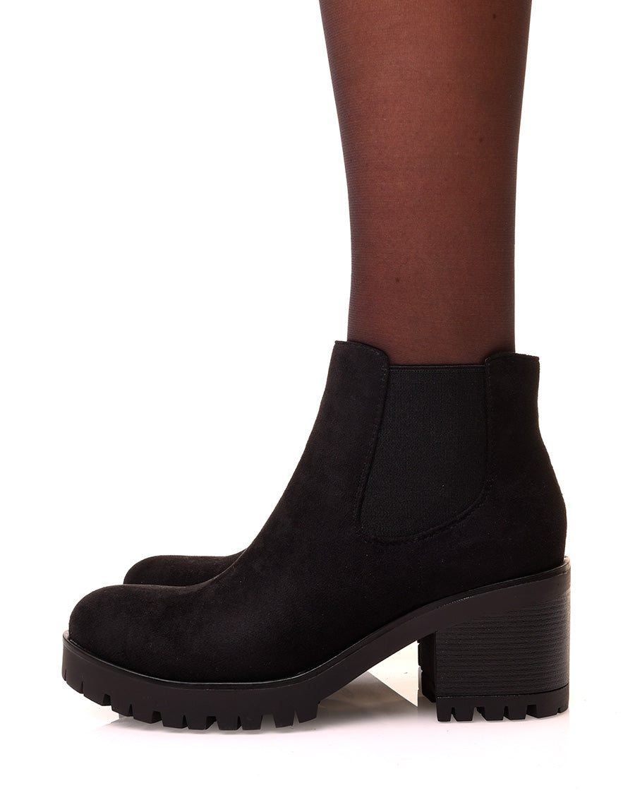 Chelsea boot noires en suédine à semelle crantée