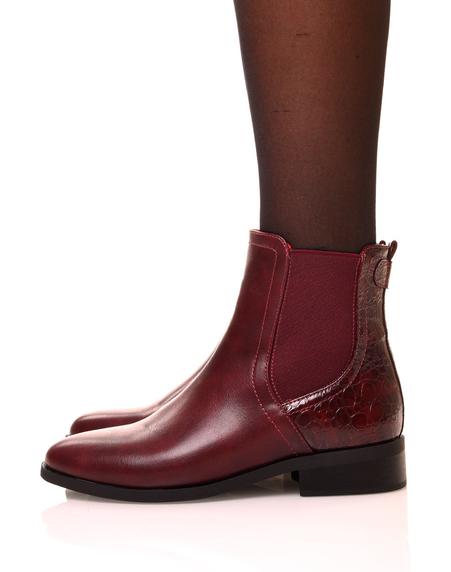 Chelsea boots bordeaux bi-matière
