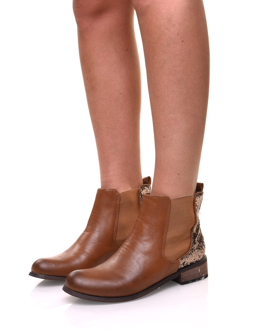 Chelsea boots camel à paillettes 