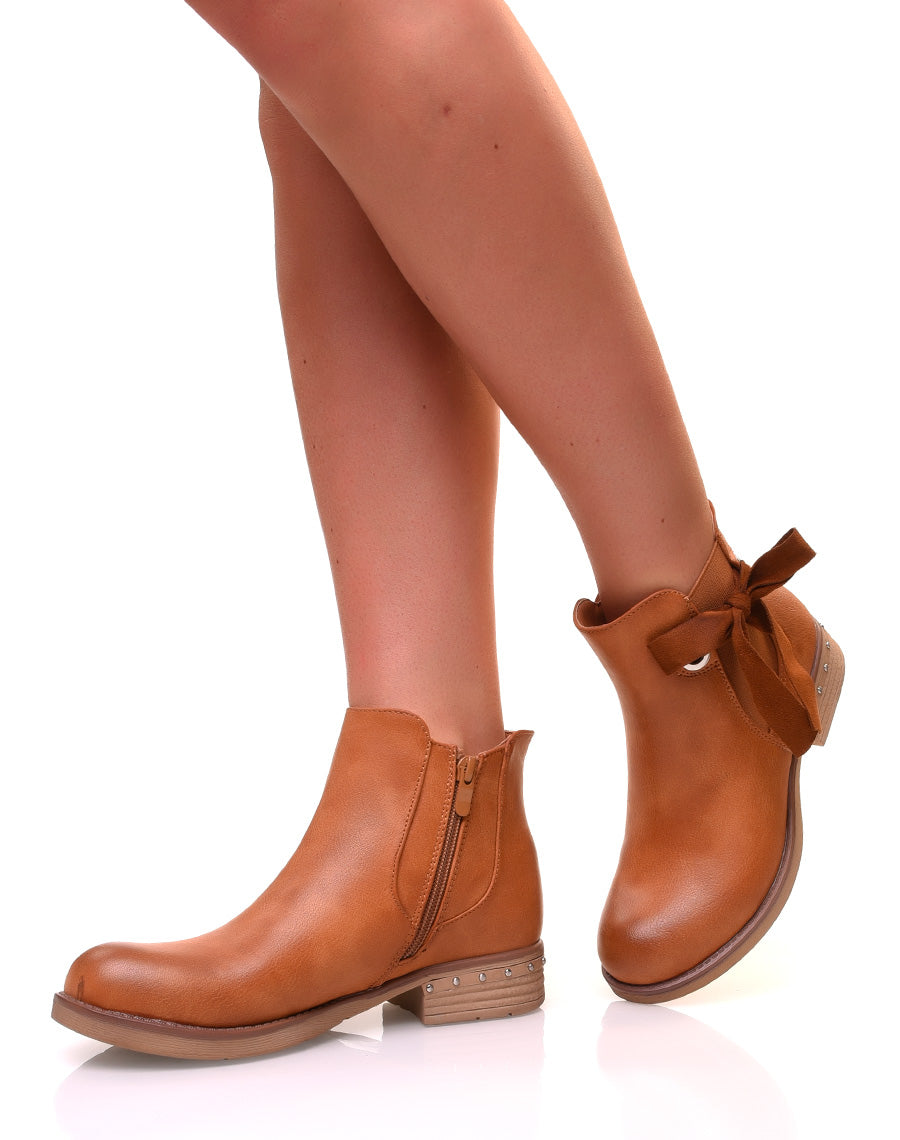 Chelsea boots camelles avec noeuds