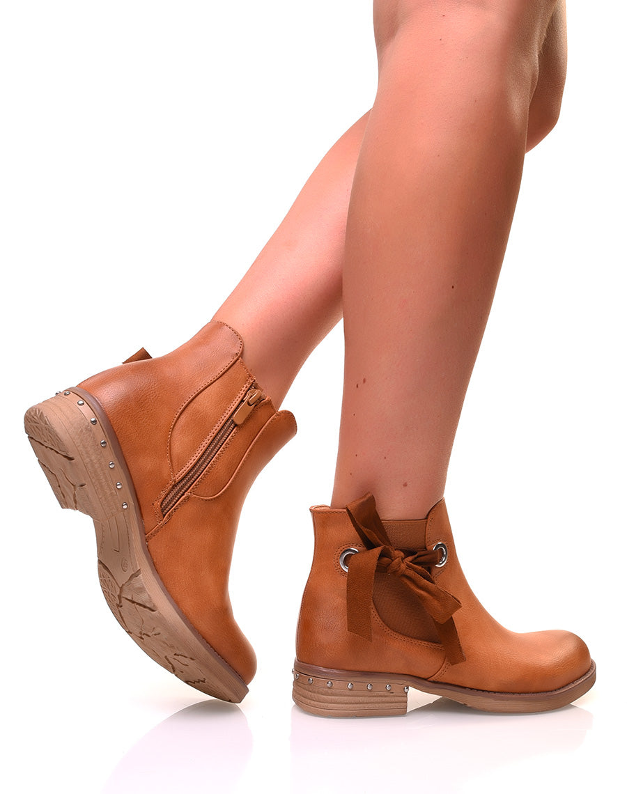 Chelsea boots camelles avec noeuds
