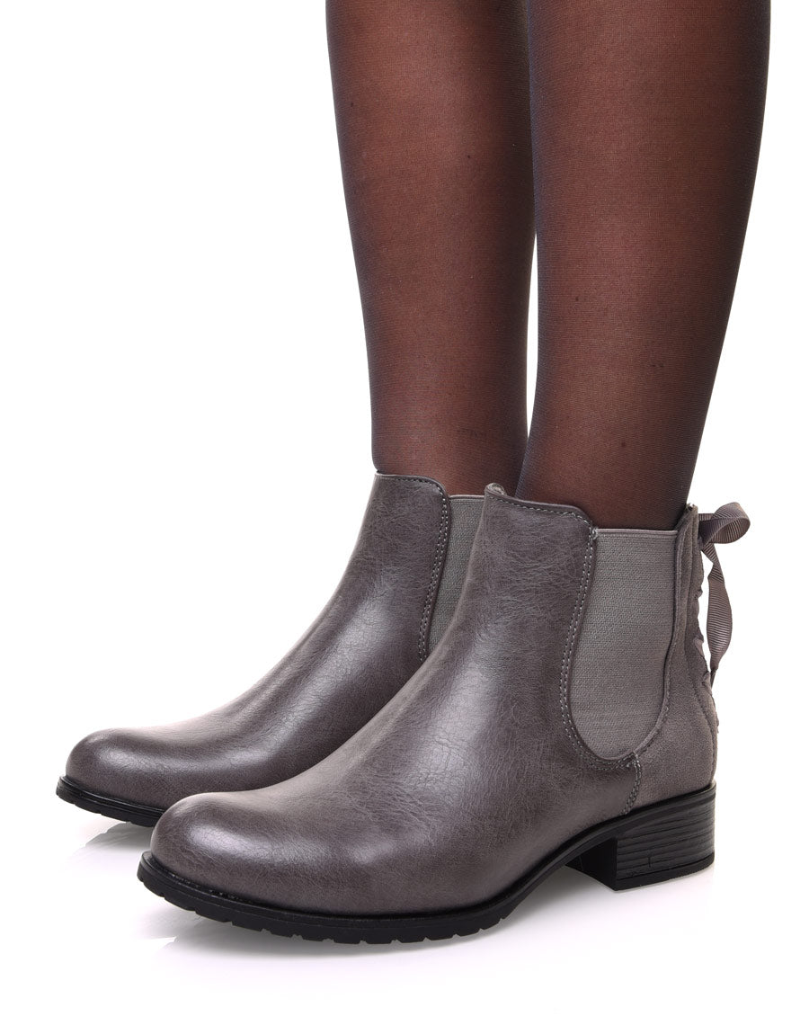 Chelsea boots grises à noeud