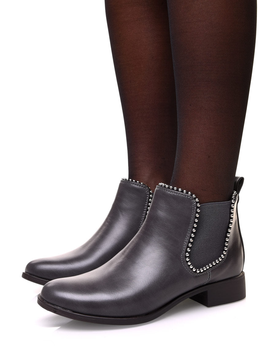 Chelsea boots grises à perles