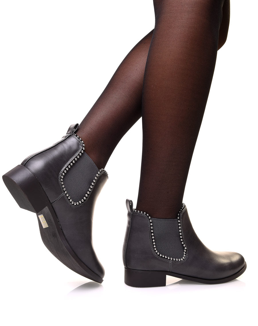 Chelsea boots grises à perles
