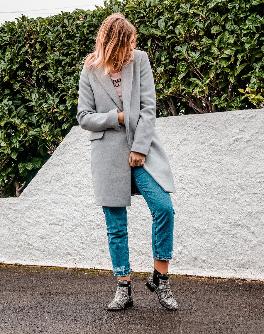 Chelsea boots noir imprimé serpent