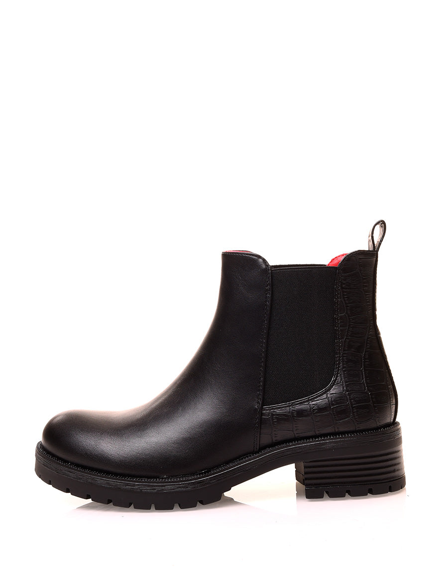 Chelsea boots noires avec élastique bi-matières