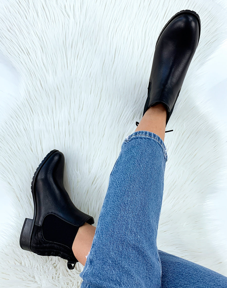 Chelsea boots noires à noeuds 