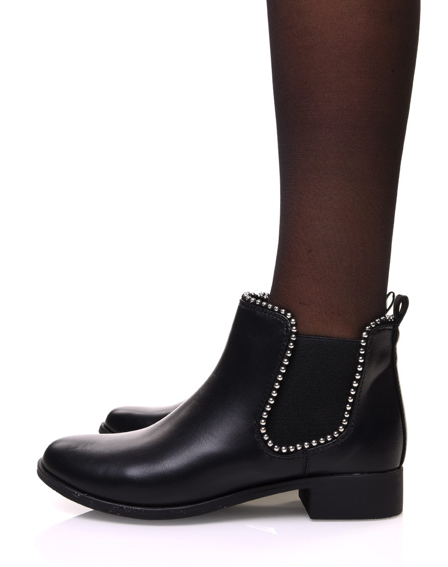 Chelsea boots noires à perles