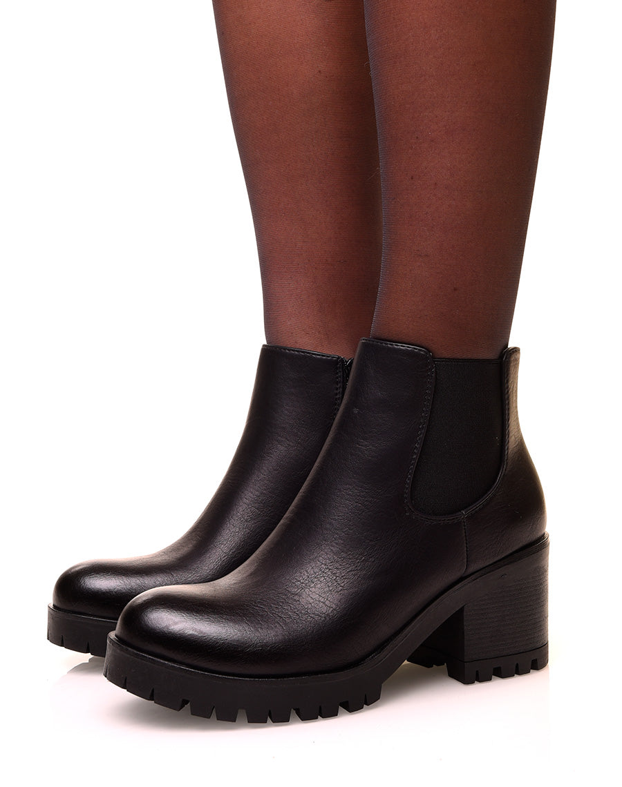 Chelsea boots noires à semelles crantées