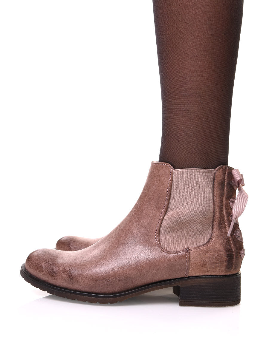 Chelsea boots roses à noeud