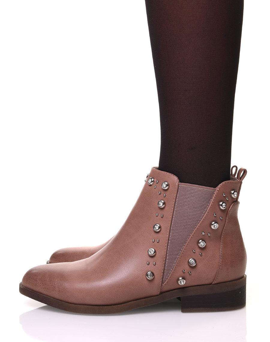 Chelsea boots roses ornées de strass