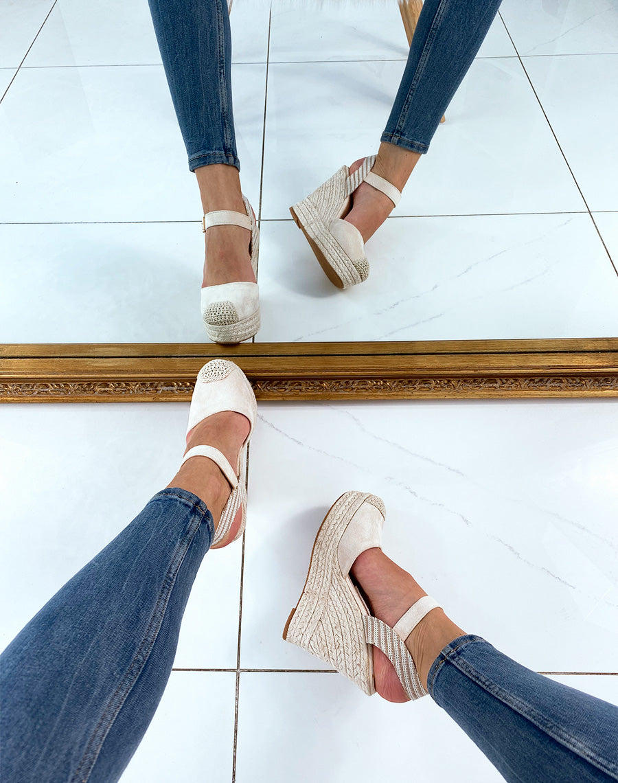 Compensées beiges style espadrille