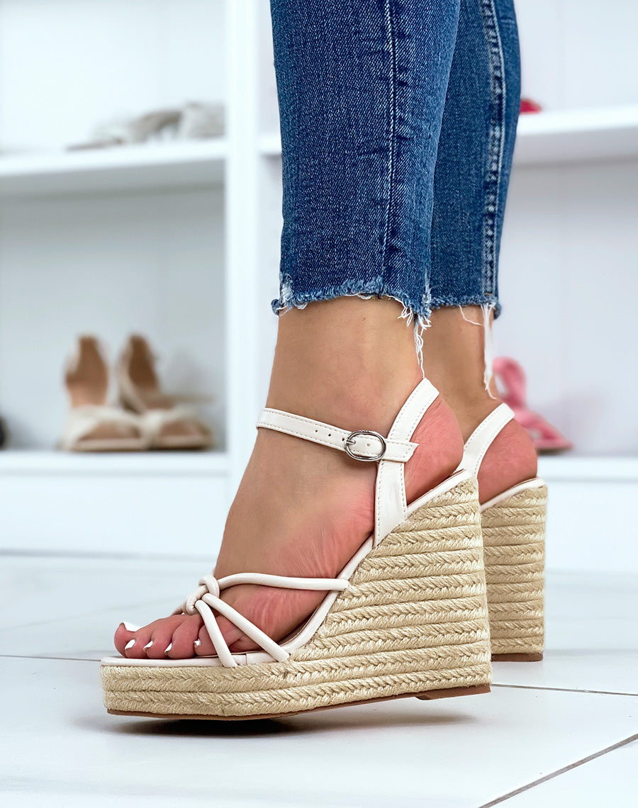 Compensées beiges à talon en jute