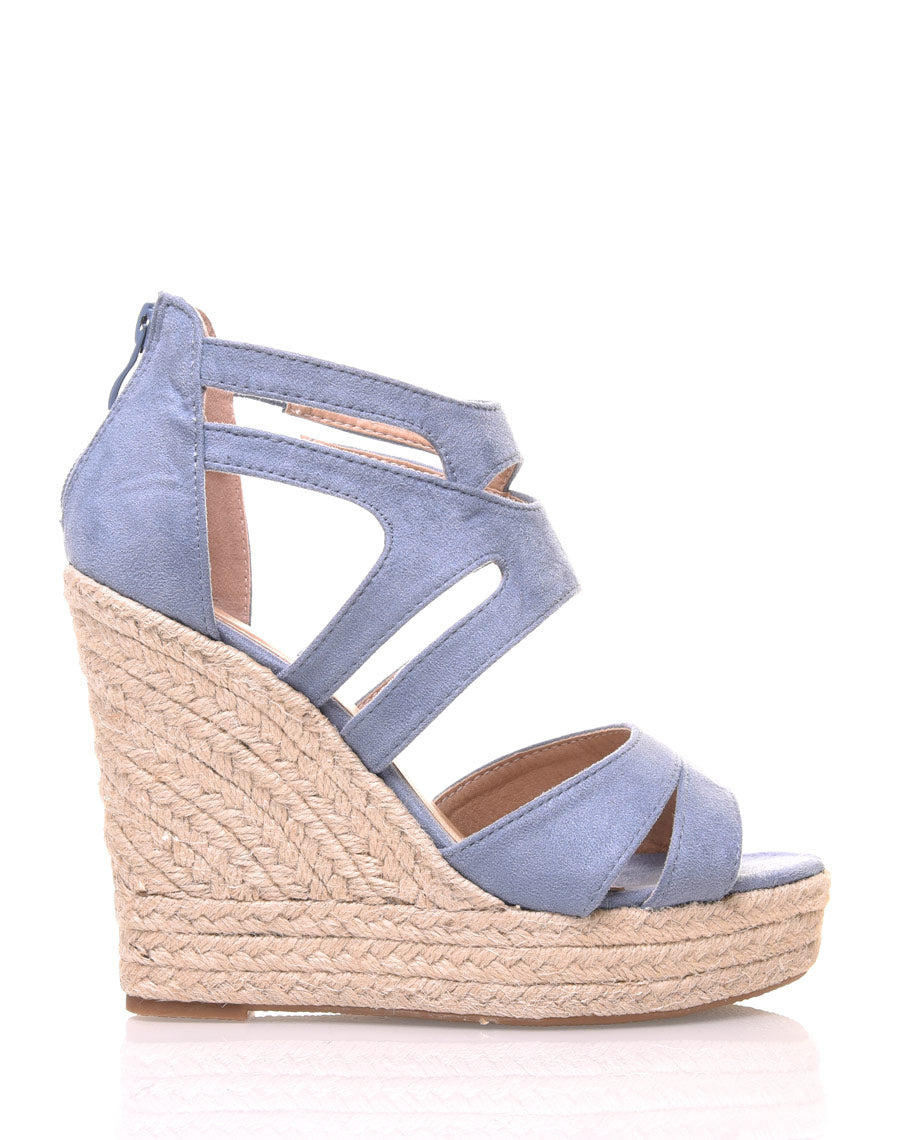 Compensées en suédine bleu