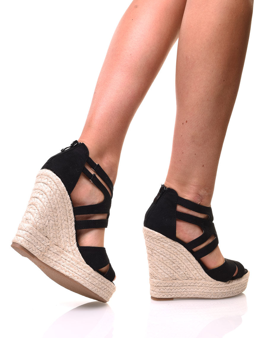 Compensées en suédine noir