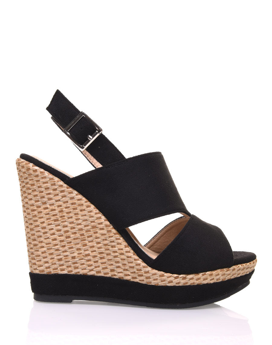 Compensées en suédine noires