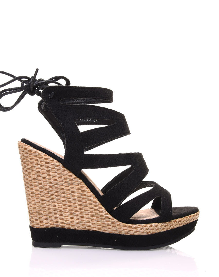 Compensées en suédine noires