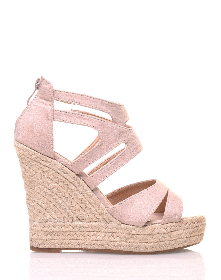 Compensées en suédine rose