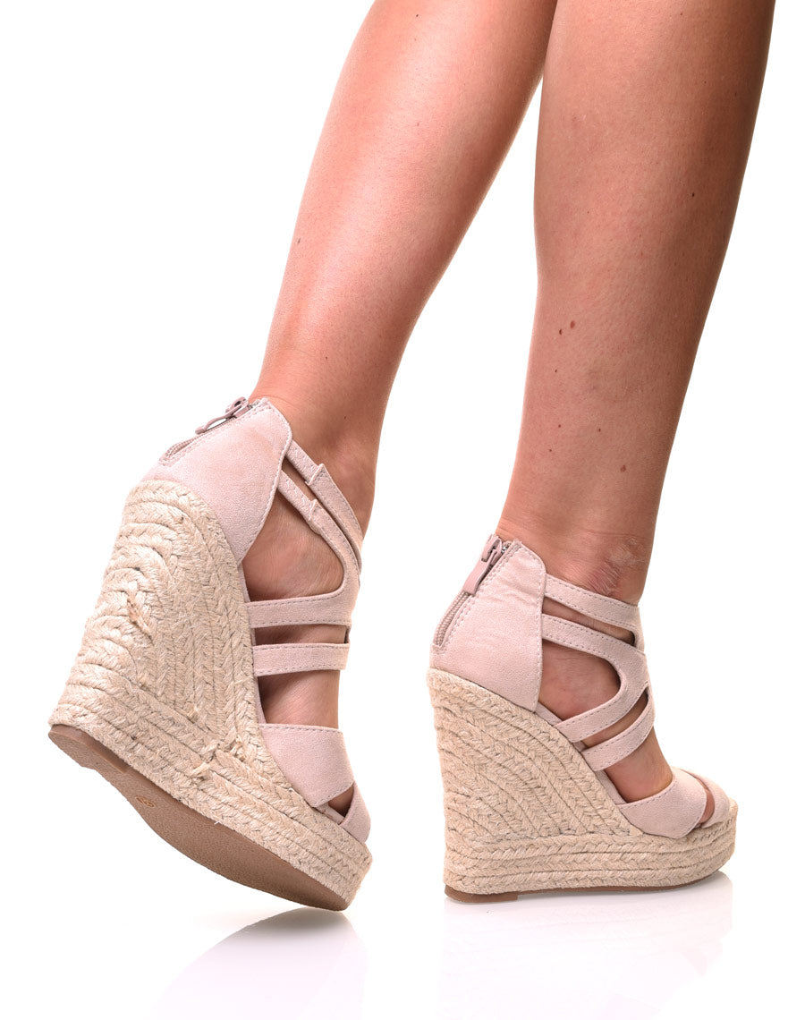 Compensées en suédine rose